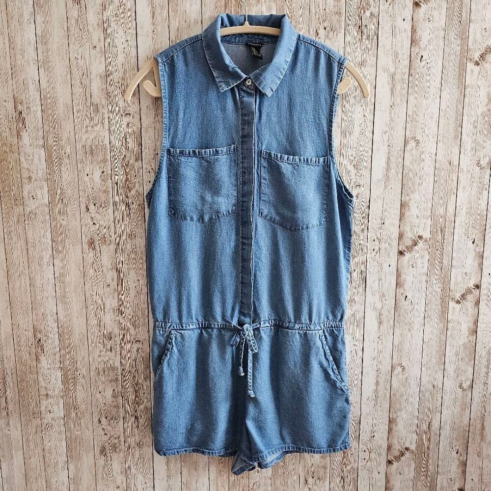 Women's Forever 21 Denim Romper M Blue